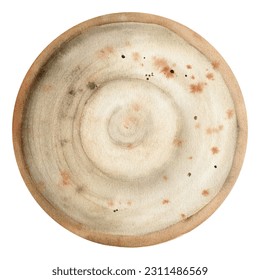 Hand drawn watercolor ceramic plate pottery dish in soft beige color, for hobby, handmade, food. Illustration isolated object on white background. Shop logo, print, website, business card, booklet. - Powered by Shutterstock