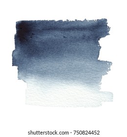 Hand Drawn Watercolor Dark Blue Background Brush Stroke - Invitations, Posters, Cards Template - Indigo Wet Paint And Dry Brush Backdrop.