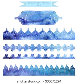 Hand Drawn Watercolor Design Elements - Borders And Decorations