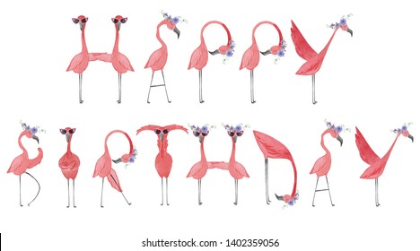 Flamingo Happy Birthday Stock Illustrations Images Vectors