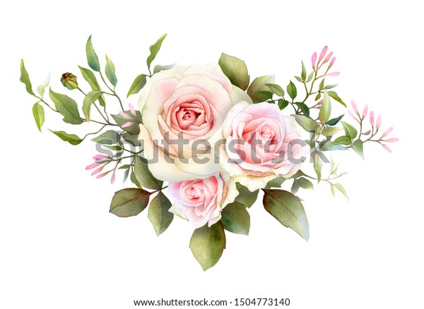 Hand Drawn Watercolor Floral Arrangement Picturesque Stock Illustration ...