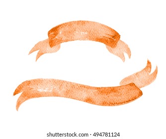 Hand drawn watercolor illustration. Isolated on white background. Watercolour orange tape. Set of aquarelle ribbons. - Powered by Shutterstock