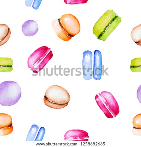 Hand drawn watercolor macarons isolated on white background