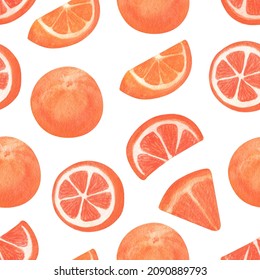 Hand Drawn Watercolor Orange Clipart Seamless Stock Illustration ...