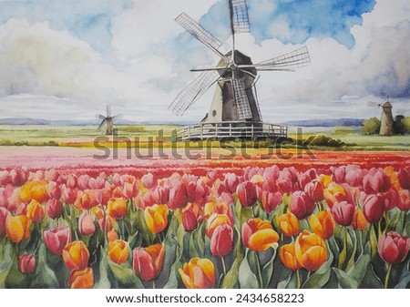 Similar – Image, Stock Photo tulip field fields Tulip
