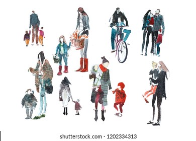 7,819 Watercolor people walking Images, Stock Photos & Vectors ...