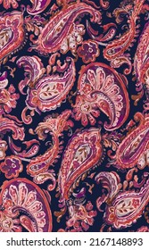 Hand drawn watercolor Romantic paisley pattern.For seamless textile and graphic.