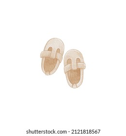 Hand Drawn Watercolor Vintage Style Baby Shoes Illustration - Powered by Shutterstock