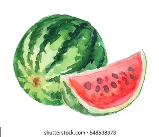 Hand Drawn Watercolor Watermelon