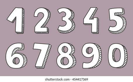 Hand Drawn White Numbers