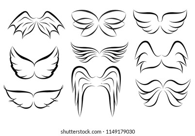 Set Angel Wings On White Background Stock Vector (royalty Free 