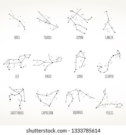 Hand Drawn Zodiac Sign Constellations Vector Stock Vector (Royalty Free ...