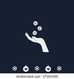 Hand With Falling Coins Icon.