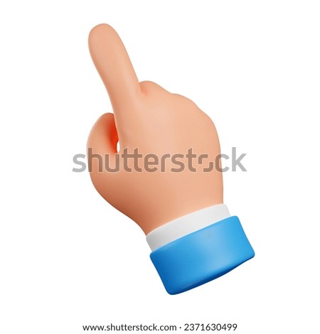 hand with forefinger pointing up . hand pointing 3d render