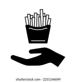 Hand and fries icon. Serving of pack of French fries - Powered by Shutterstock