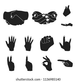 Hand Gesture Black Icons Set Collection Stock Illustration 1136985140 ...