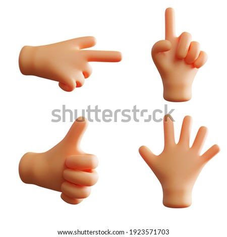 Hand Gesture Cute 3D Rendering Pointing Index Finger Thumb Up Pack