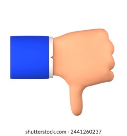 hand gives thumbs down or dislike 3d illustration