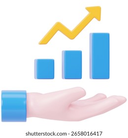 Hand Growth Chart 3d render icon in cartoon plastic style minimal isolated on transparent white background