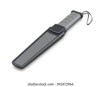 Hand Held Metal Detector Isolated On White Background. 3d Rendering.