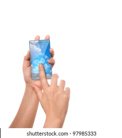 Hand hold cloud computing touch screen mobile phone