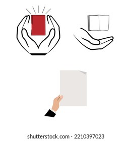 Hand Holding A Book Icon On White