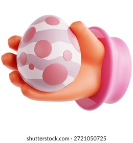 Hand Holding an Easter Egg 3D Icon Illustration