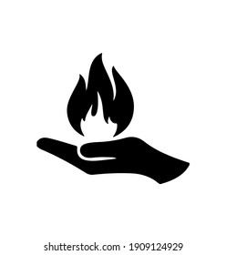 Hand Holding Fire Icon Isolated On White Background