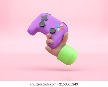 Hand holding a gamepad. 3D render - Powered by Shutterstock