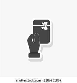 Hand Holding Gift Card Icon Sticker