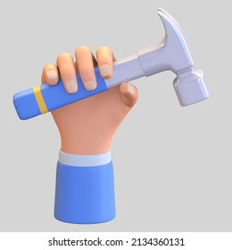 Hand Holding Hammer Icon 3d Render Illustration