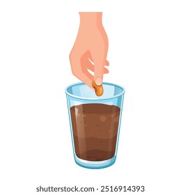 Hand holding and planting seed into the ground in plastic cup. - Powered by Shutterstock