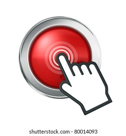 Hand Icon Over Red Button