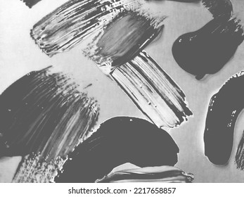 Hand Ink Drawing. Grey Watercolor Paint Textured. Gray Ink Artistic Background. Grunge Acrylic Design. Monochrome Brushed Concrete Texture. Black Stain.