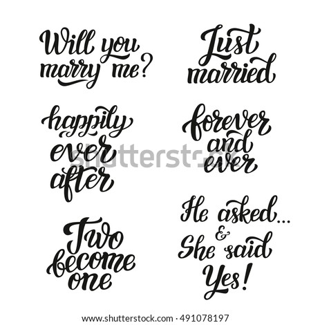 Hand Lettering Typography Wedding Set Romantic Stock Illustration Mesmerizing Just Married Quotes Hand Lettering Typography Wedding Set Romantic Stock Illustration Mesmerizing Just Married Quotes