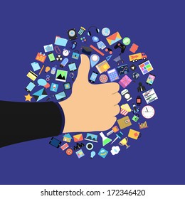 hand like applications graphical user interface flat icons 