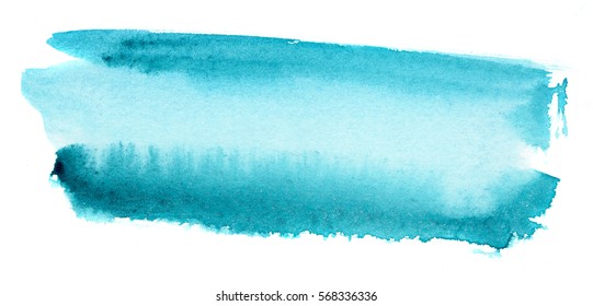 Hand Made Brushstroke Watercolor Stain Turquoise Stock Illustration ...