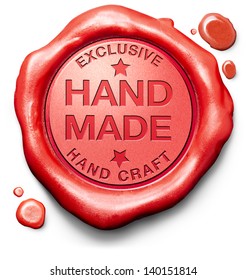 Hand Made Exclusive Handmade Hand Craft Custom Crafted Authentic One Of A Kind Art Work Red Stamp Label Or Icon