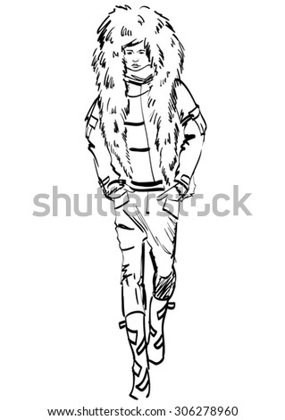 hand made scetch of men on background. EPS