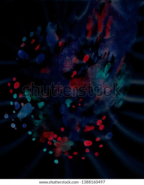 Hand Made Watercolor Background Dark Neon Stock Illustration