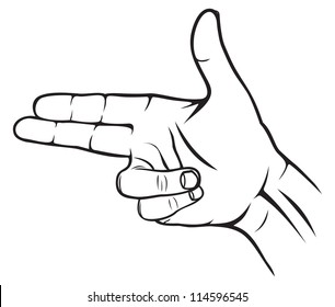 Hand Making Shape Pointed Hand Gun のイラスト素材