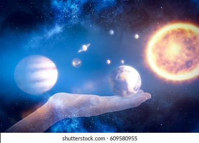 Woman Touching Planet Earth Energy Consumption Stock Photo (Edit Now ...