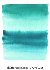 Hand painted abstract watercolor background. Turquoise, blue. Abstract watercolor background, gradient. Canvas.