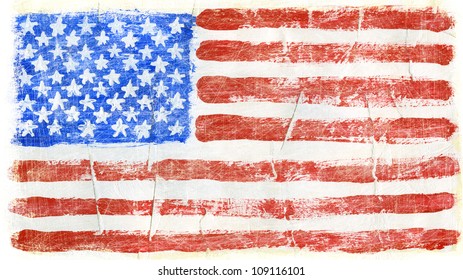 Hand painted acrylic United States of America flag