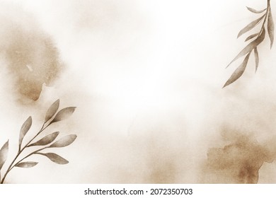 Hand Painted Beige Floral Background Watercolor