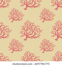 Hand painted corals in a seamless pattern design for fabrics, wallpapers, packaging