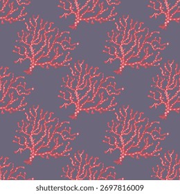 Hand painted corals in a seamless pattern design for fabrics, wallpapers, packaging