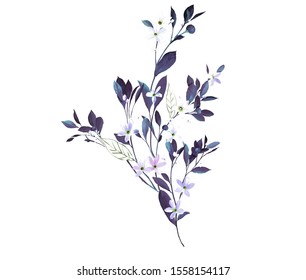 Hand Painted Elegant Purple Leaves