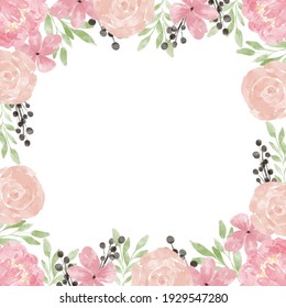 Hand Painted Floral Border With Rose Peony Decoration Pastel Color