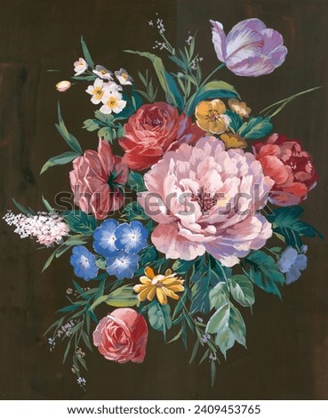 Hand painted floral elements set. Watercolor botanical illustration of eucalyptus, tulip, peony, rose,anemone flowers and leaves. Natural objects isolated on white background